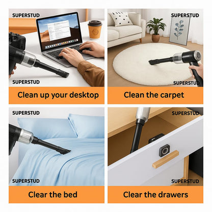 Car Vacuum Cleaner 3 in 1 Cordless Handheld with 3 Attachments & Blower for Wet & Dry Cleaning for Home/Office/Car/Keyboard/Travel/Sofa