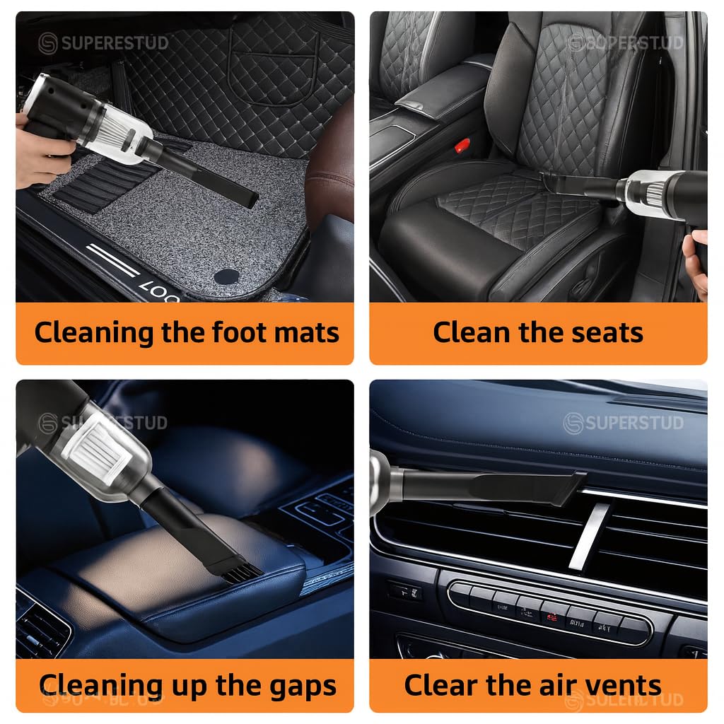 Car Vacuum Cleaner 3 in 1 Cordless Handheld with 3 Attachments & Blower for Wet & Dry Cleaning for Home/Office/Car/Keyboard/Travel/Sofa