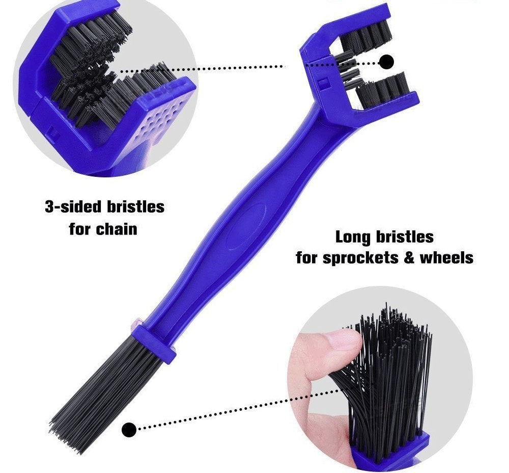 Multi-Purpose Bike Chain Cleaner Brush with Soft & Long Bristles Ideal for Quick Cleaning of Cycles, Motorcycles