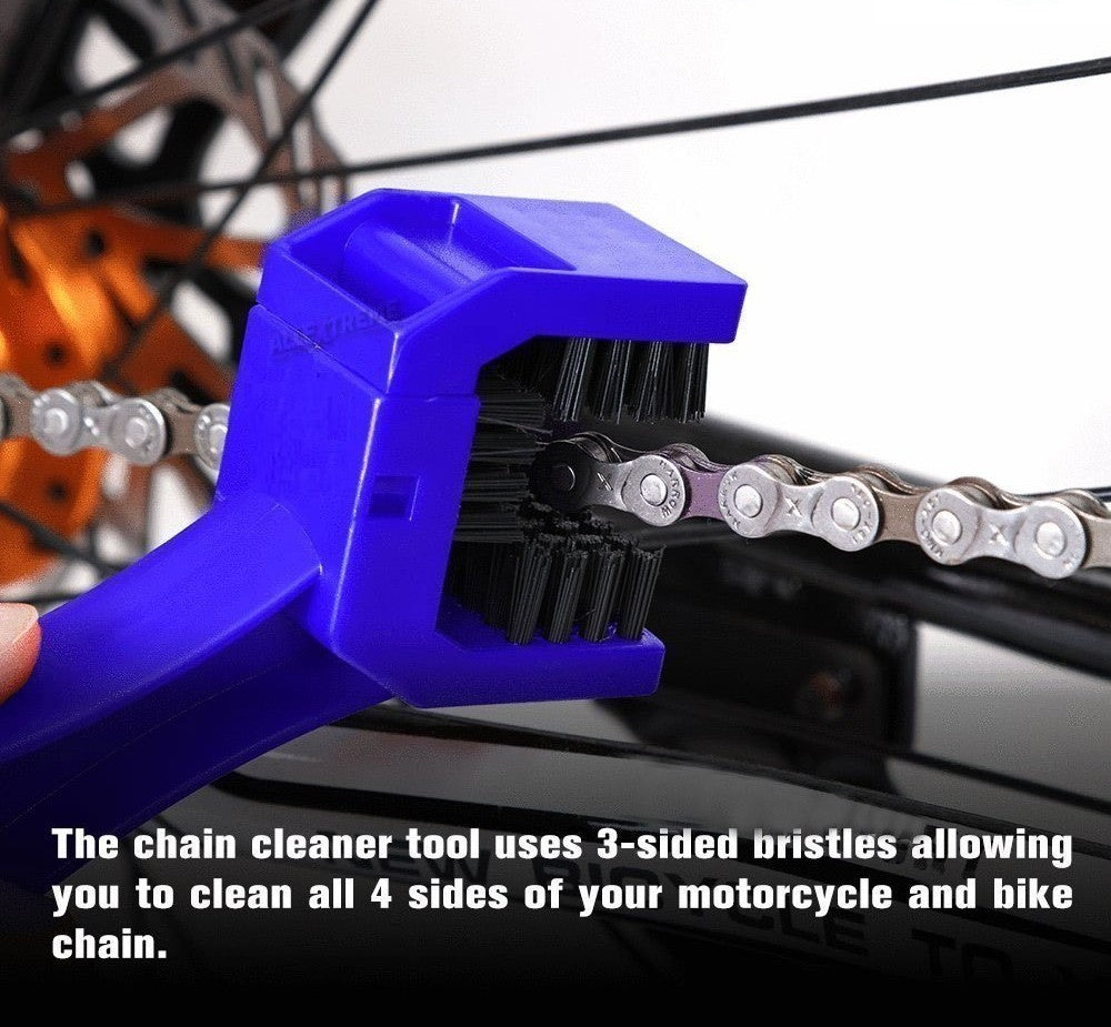 Multi-Purpose Bike Chain Cleaner Brush with Soft & Long Bristles Ideal for Quick Cleaning of Cycles, Motorcycles