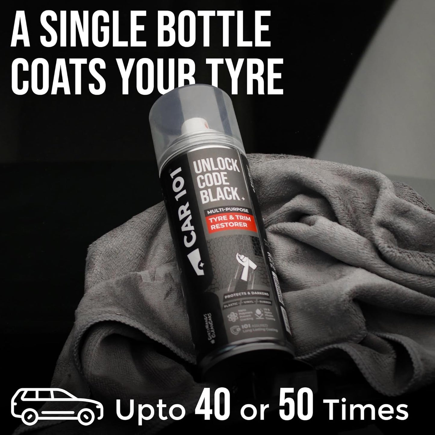 CAR101 Tyre & Trim Restorer | 250ml - Pack of 1| Multi-Purpose Protectant for Plastic, Vinyl & Rubber | Nano Polymers | Revives Faded Exterior Trim & Bumpers | Restores Shine & Prevents Fading