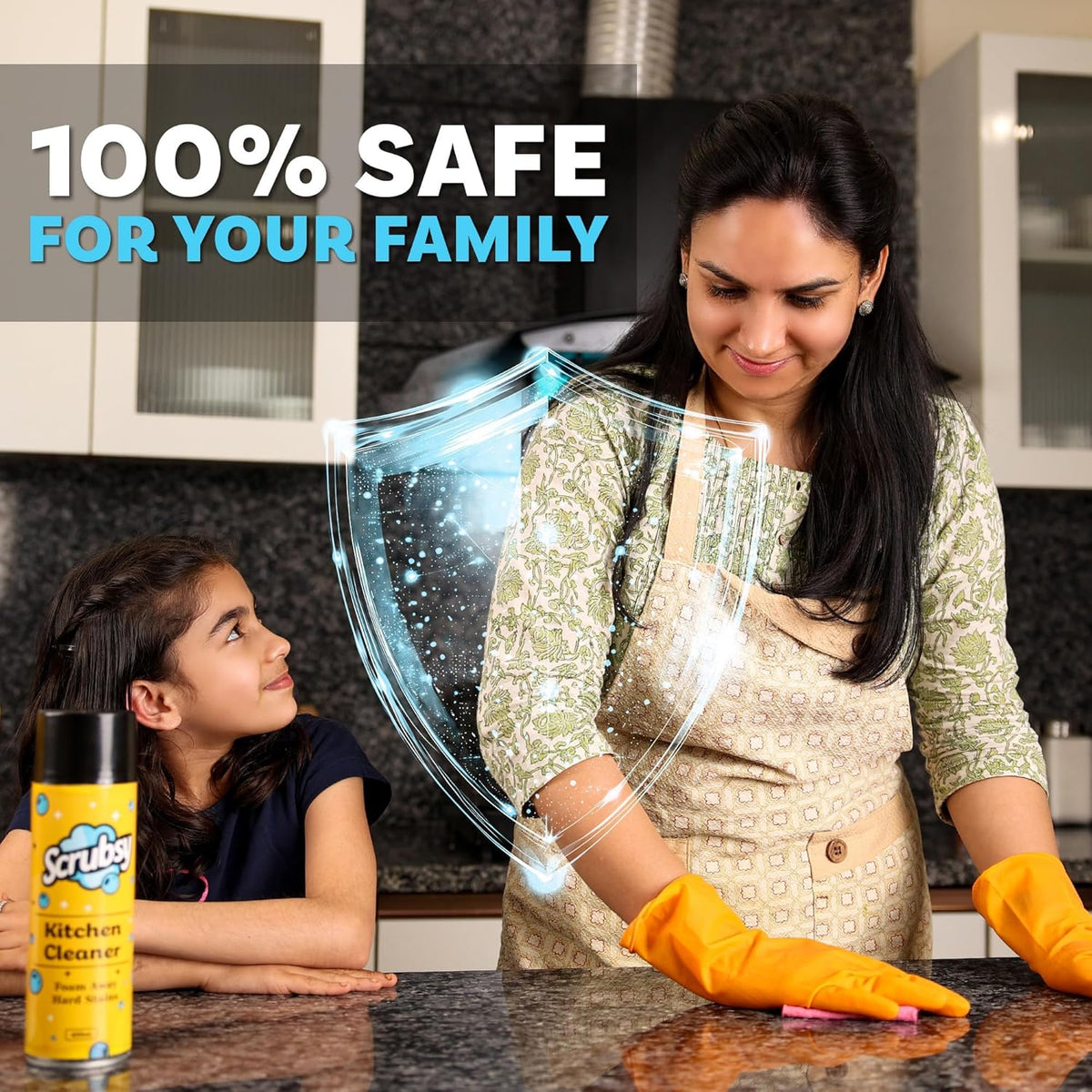 Kitchen Cleaning Spray - Kitchen Surface and Chimney Cleaner - Gas Stove Cleaner Liquid Spray - All Purpose Grease, Slab Tough Degreaser Foam Spray, Streak-Free Shine, Pack of 2