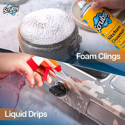 Kitchen Cleaning Spray - Kitchen Surface and Chimney Cleaner - Gas Stove Cleaner Liquid Spray - All Purpose Grease, Slab Tough Degreaser Foam Spray, Streak-Free Shine, Pack of 2