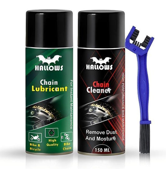 Hollows Chain Lube & Cleaner Kit 150ml with Brush Combo | Bike & Motorcycle Maintenance Set | Anti-Rust, Dirt Removal & Smooth Ride Solution | All Weather Solution