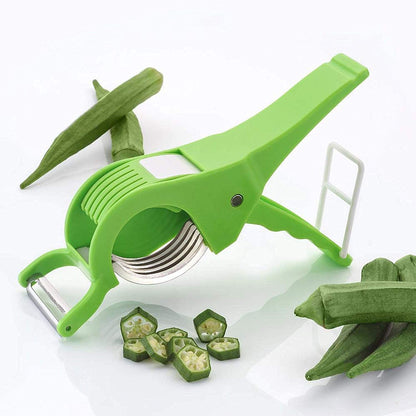 Plastic 2 in 1 Vegetable & Fruit Multi Cutter & Peeler,Veg Cutter Sharp Stainless Steel 5 Blade Vegetable Cutter with Peeler (Multi)