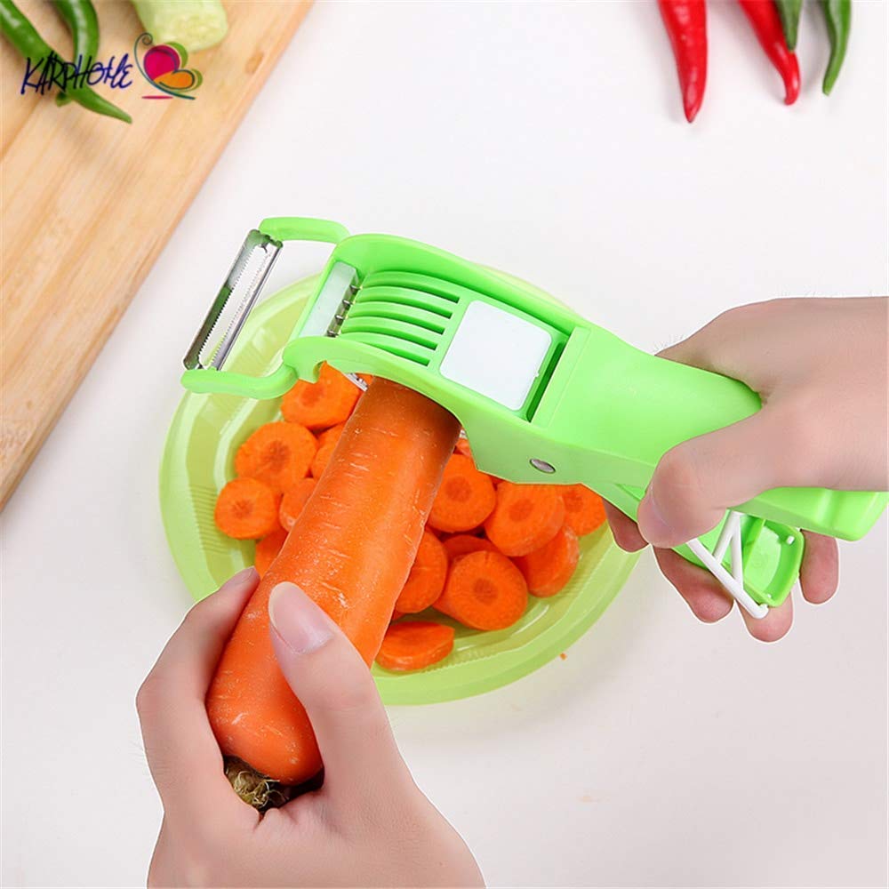 Plastic 2 in 1 Vegetable & Fruit Multi Cutter & Peeler,Veg Cutter Sharp Stainless Steel 5 Blade Vegetable Cutter with Peeler (Multi)