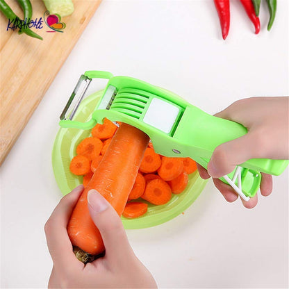 Plastic 2 in 1 Vegetable & Fruit Multi Cutter & Peeler,Veg Cutter Sharp Stainless Steel 5 Blade Vegetable Cutter with Peeler (Multi)