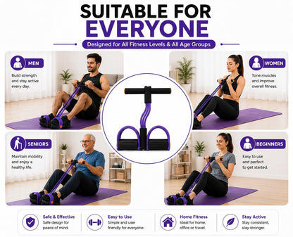 Yoga Pedal Puller Resistance Band with Foot Pedals, 4 Tube Natural Rubber Band for Home Workout Full Body Exercise Equipment for Abs Arms Legs Stretching & Strength Training for Men Women(Multicolor)